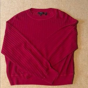Cherry red theory eyelet sweater
